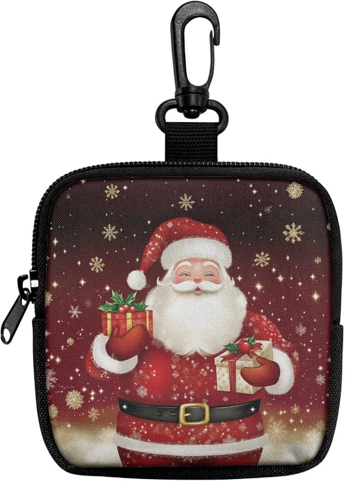 KEIAHUAN Dog Treat Training Pouch Christmas Santa Claus Dog Poop Bag Holder Hands-Free Dogs Training Small Bag with Carabiner Small Coin Purse for Traveling Outdoor Use, Red