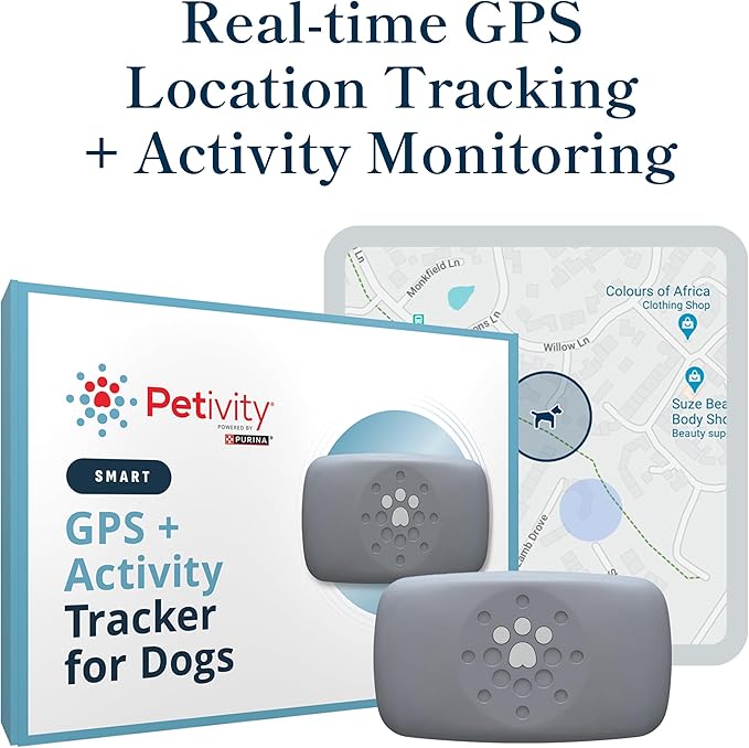 Petivity Smart GPS and Activity Pet Tracker for Dogs Powered by Purina, Waterproof Real Time Tracking GPS Dog Collar, Downloadable App, Subscription Required