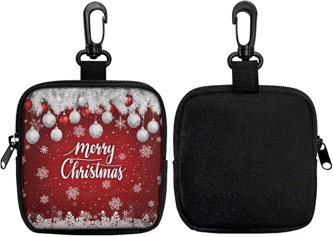 KEIAHUAN Christmas Dog Training Treat Pouch with Carabiner Hands Free Dog Walking Bag Small Fanny Zipper Pack Holder for Puppy with Zipper Closure for Pet Training Walking (Red)