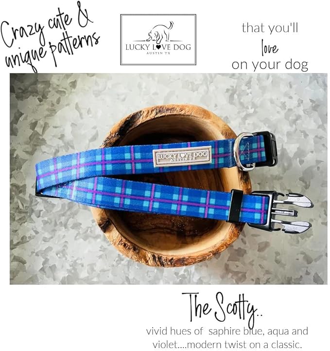 Lucky Love Dog - Adjustable Dog Collar with Easy Click Buckle for Small to Large Dogs, Durable, & Comfortable for Male & Female Dogs, Pet Collar for Puppies & Adult Ones - Scotty, Medium