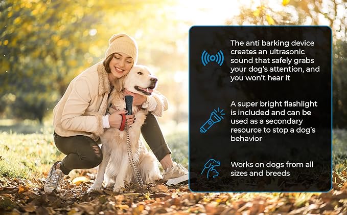 2023 Ultrasonic Dog Bark Deterrent & Behavior Corrector - Stop Barking, Jumping, Aggression Without Yelling - Just Point & Press! Backed by Kevin Harrington from Shark Tank