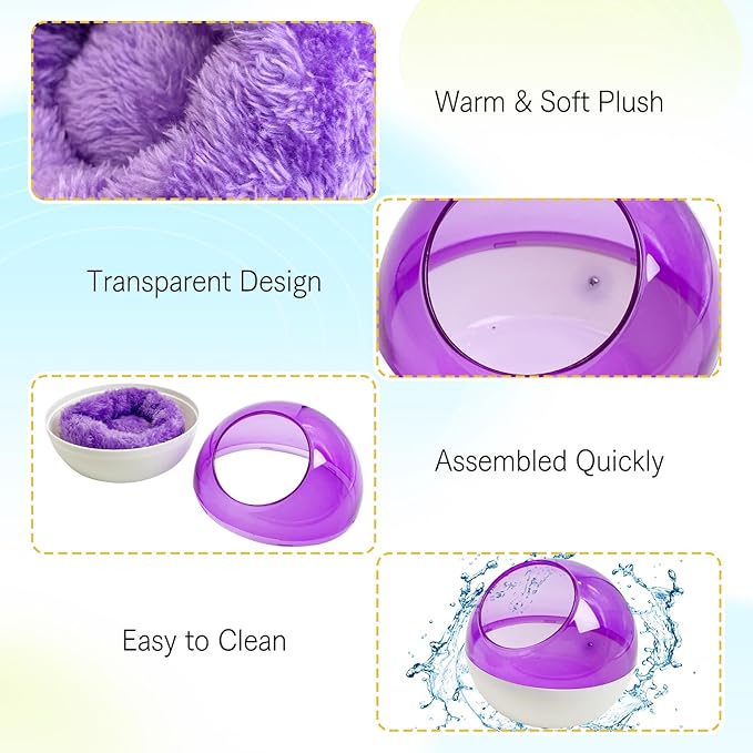 kathson Plastic Bird Nest Chewproof Small Bed with mat Hanging House Hut Bird Cage Breeding Hatching Nest Washable Parakeet Nest for Parrot Budgie Love Bird Canary (Purple)