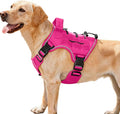 Heavy-Duty Tactical Dog Harness for Large Dogs, No Pull Adjustable Reflective Pet Vest with Molle System, K9 Military-Grade Control for Service Training, Outdoor & 10+ Breeds, Hot Pink, Medium