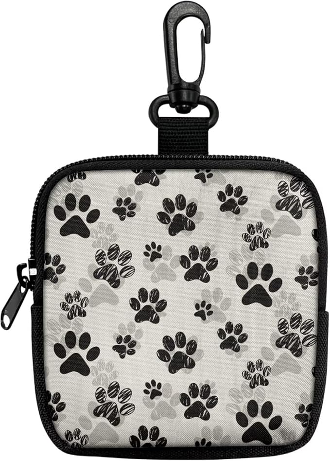 KEIAHUAN Paw Print Dog Treat Pouch Small Training Bag Portable Dog Treat Bag with Clasp & Zipper Closure Reusable Pet Treat Container Puppy Doggie Snack Reward Bags Mini Coin Purse Pocket