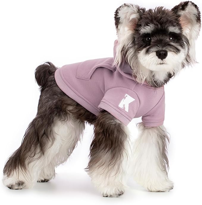 Koneseve Dog Hoodie & Cat Sweater, Warm Fleece Hooded Sweatshirt with Pocket for Small to Large Pets, Cozy Winter Outfit, Purple, L