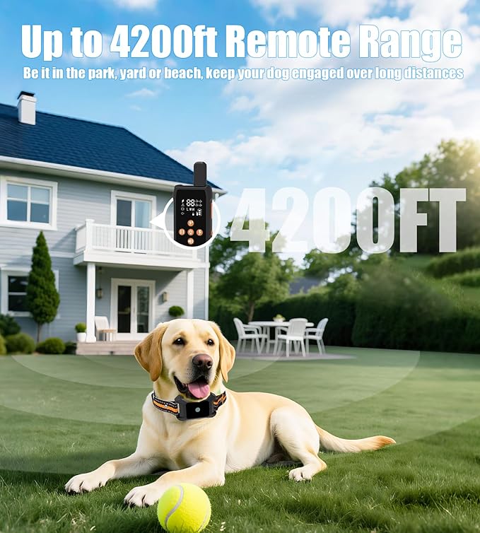 Dog Training Collar with Remote 4200FT 2 Dogs - Shock Collar for Barking Control, 4 Modes(Beep/Vibe/Static), IPX7 Waterproof for Swimming, 30-Day Rechargeable Battery, Adjustable for Small to XL Dogs