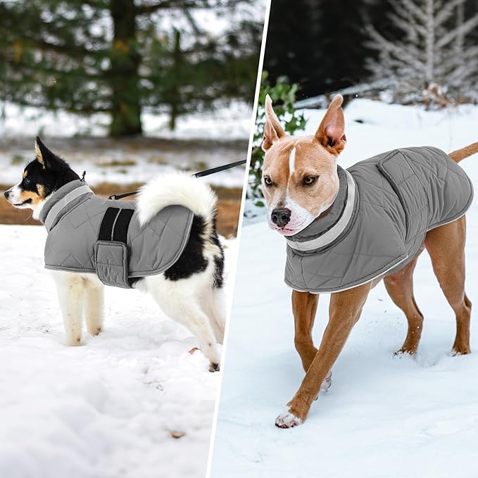 Dog Winter Coat Warm Padded Puppy Jacket Windproof Water Resistant Clothes for Small Medium Large Pets Christmas Sweater Outfit Vest(Grey, M)
