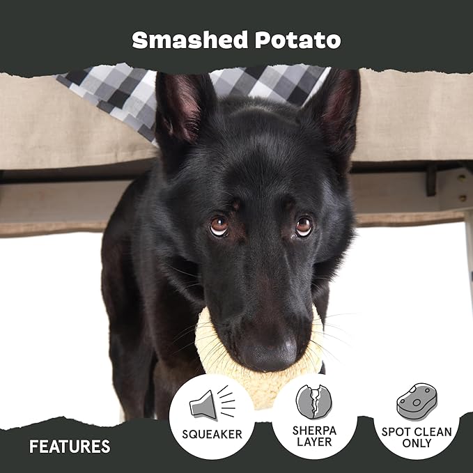 Barkbox Potato 2-in-1 Dog Toy - Tough Plush Squeaky Chew Toy for Large Dogs | Large