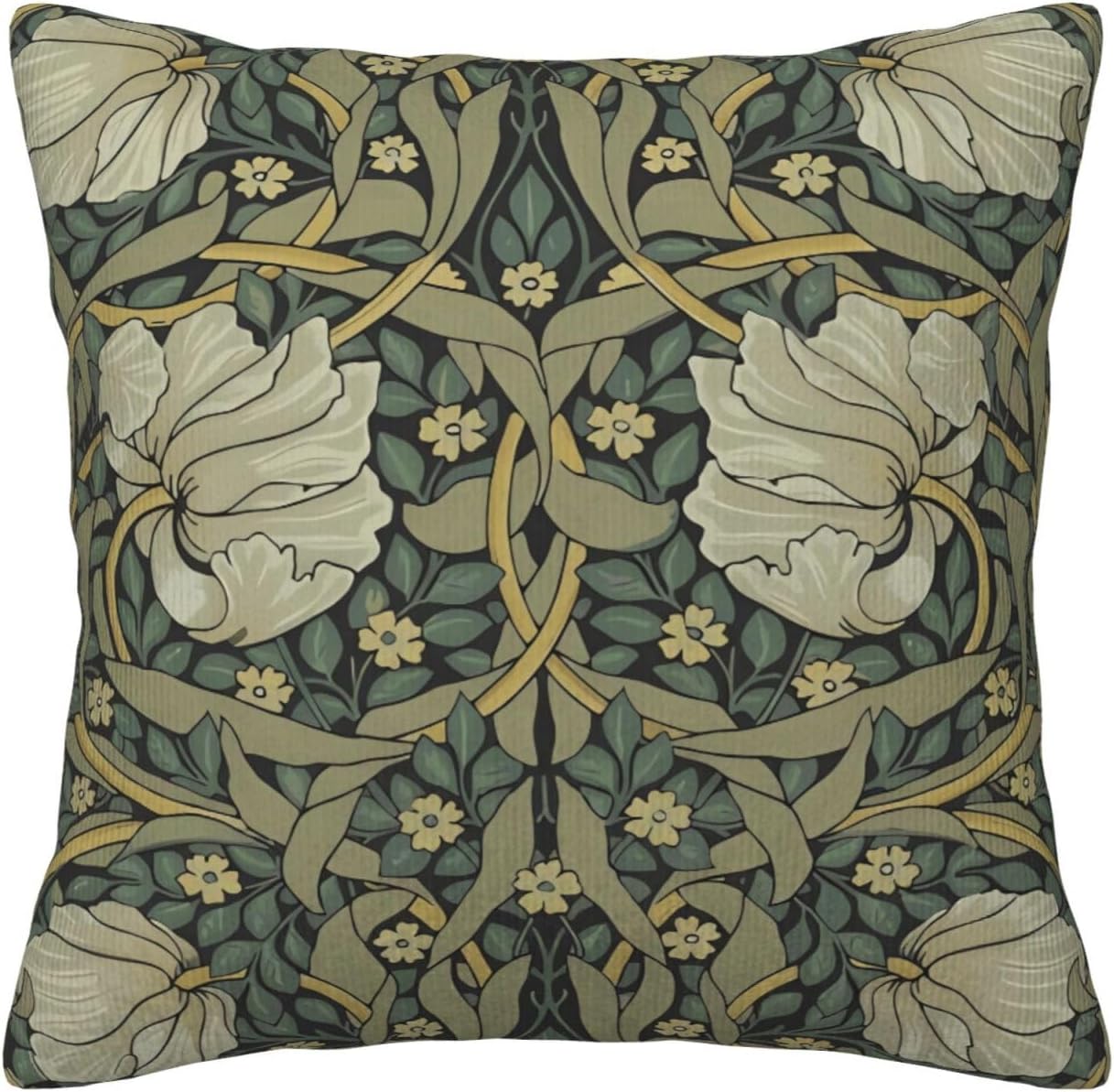 William Morris Green Vintage Floral Pimpernel Design 18x18 inches Throw Pillow Covers Square Pillowcases Decor for Bed Couch Sofa Living Room Cushion Covers