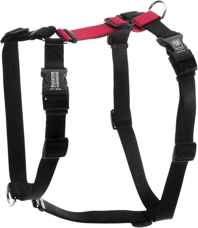 Blue-9 Buckle-Neck Balance Harness, Fully Customizable Fit No-Pull Harness, Ideal for Dog Training and Obedience, Made in The USA, Red, Large