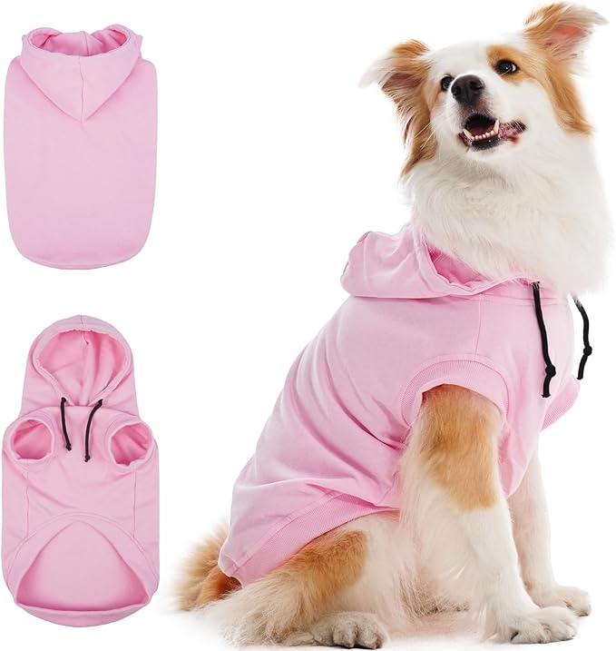 IECOii Large Dog Hoodie, XL Dog Sweater for Large Dogs Girl Hooded Sweatshirt,Spring Fall Dogs Pullover for Beagle, Border Collie, Indoor Cozy & Outdoor Play, Pink, XLarge (No Fleece Lined)