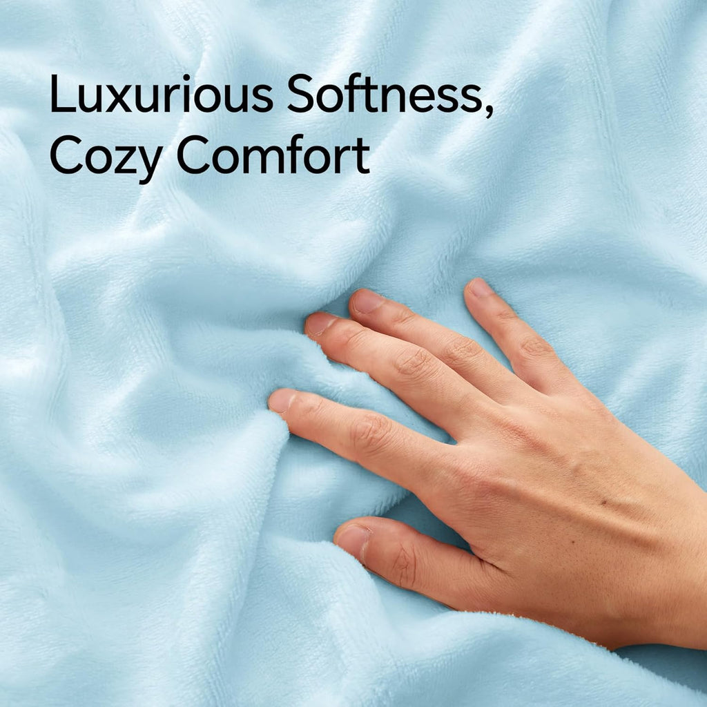 BEDELITE Flannel Pillowcases Standard Set of 2, Super Soft Fleece Pillow Case Cover with Zipper for Bedroom, Sofa, Couch,Luxury Cozy Fuzzy Velvet Pillow Shams for All Seasons(20x26 Inches, Blue)