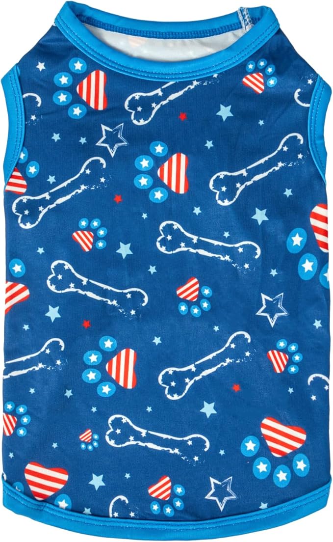 CuteBone 4th of July Dog Shirts 2-Pack Soft Pet Clothes Breathable Summer Vest for Small Puppy and Stretchy Cat Apparel 2BX17M