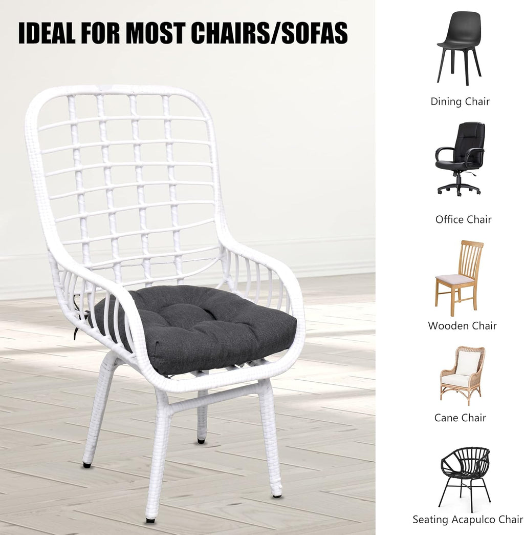 RACE LEAF 4 Pack Patio Chair Cushions 19x19 Inch, Thickened Waterproof Cushions with Stain Resistant Cover and Non-Slip Ties for Patio Furniture (Gray)