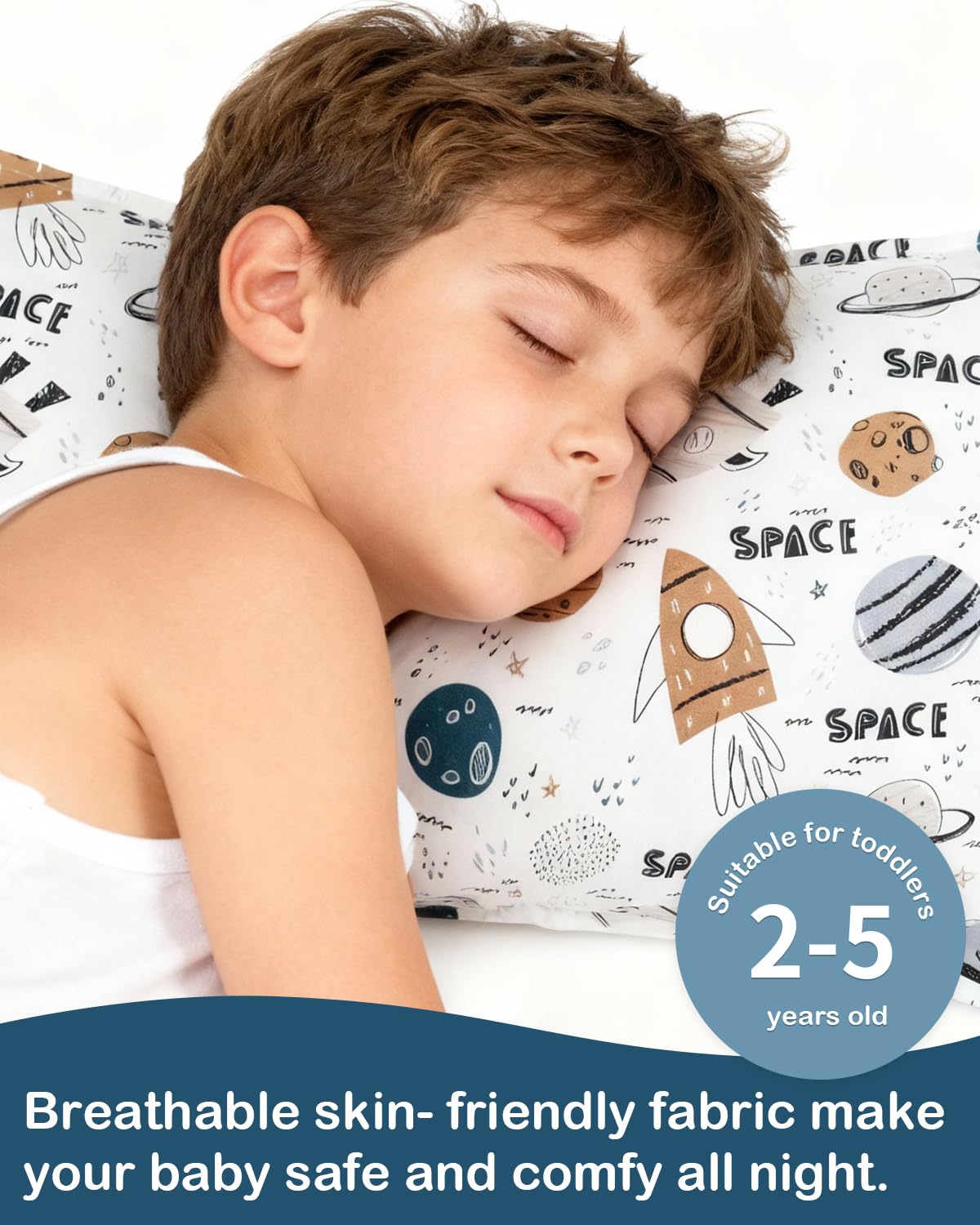 ALVABABY Toddler Pillowcases 2 Pack Organic Cotton Kids Pillow Cover Fit 13"x 18" or 12"x28" Envelope for Girl Boy Sleepy Travel 2TPW31A