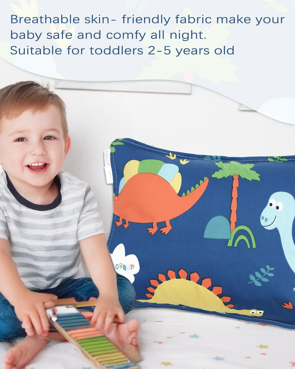 ALVABABY Toddler Pillowcases 2 Pack Organic Cotton Kids Pillow Cover Fit 13"x 18" or 12"x16" Envelope for Girl Boy Sleepy Travel