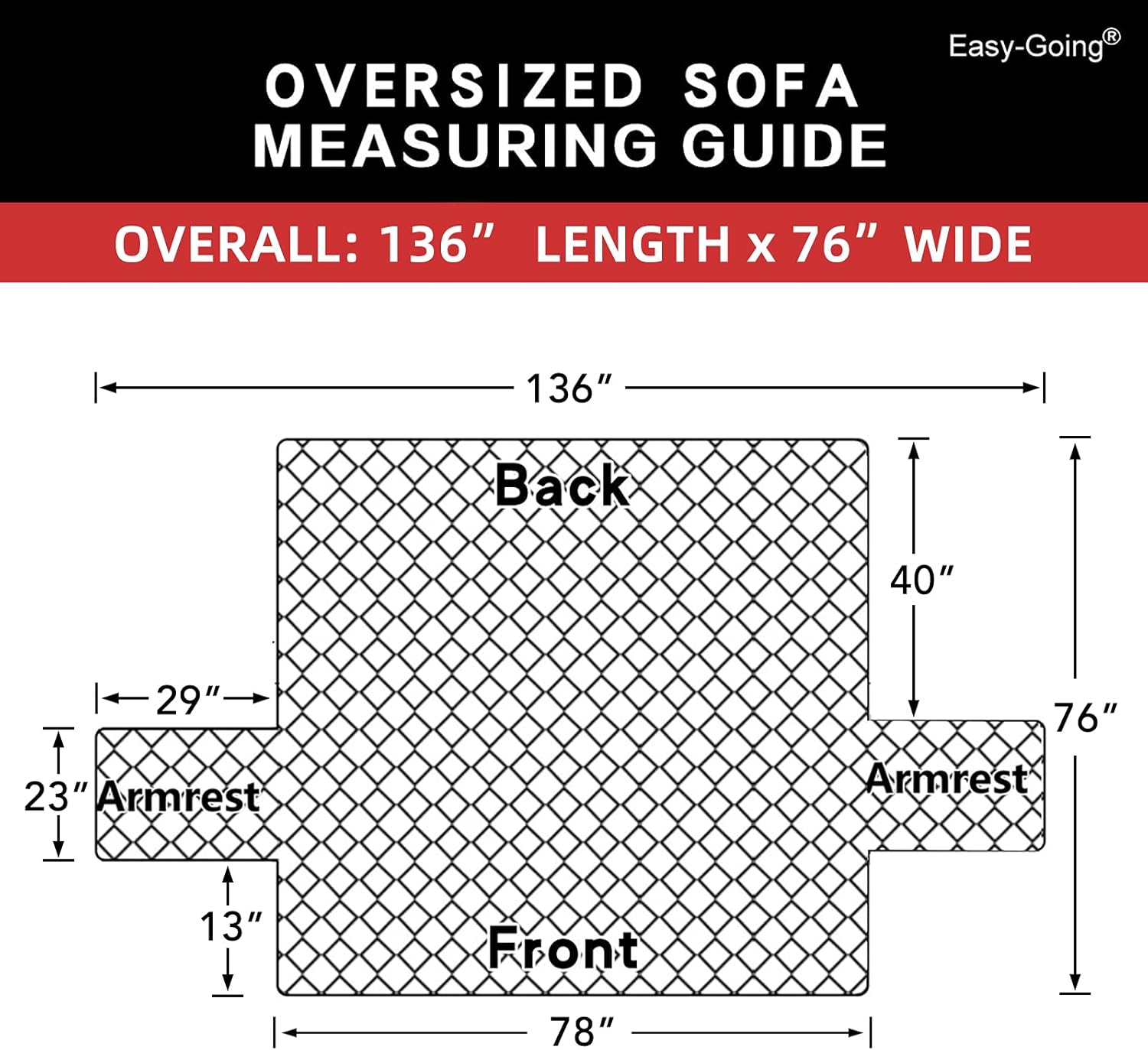 Easy-Going Reversible Oversized Couch Cover for 3 Cushion Couch Sofa Cover for Dogs Water Resistant Furniture Protector Cover with Foam Sticks for Pet Cat (Oversized Sofa, Black/Black)