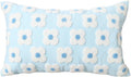 DECOBIRD Embroidery Throw Pillow Cover 12x20 Light Blue Floral Design Home Decor Loop Embroidered Pillow Case Thick Cotton Canvas Square Cushion Cover for Couch 30x50cm, 4 Petal Flowers 1 Piece
