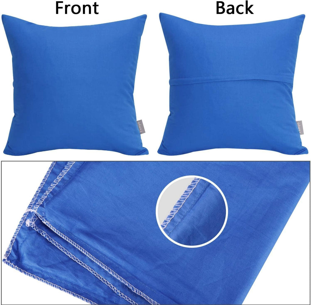 4-Pack 100% Cotton Comfortable Solid Decorative Throw Pillow Case,Thmyo Square Cushion Cover Pillowcase Sublimation Blank Pillow Covers DIY Throw Pillowcase for Sofa Bedroom(16x16 inch/ 40x40cm,Blue)