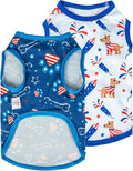 CuteBone 4th of July Dog Shirts 2-Pack Soft Pet Clothes Breathable Summer Vest for Small Puppy and Stretchy Cat Apparel 2BX17XS