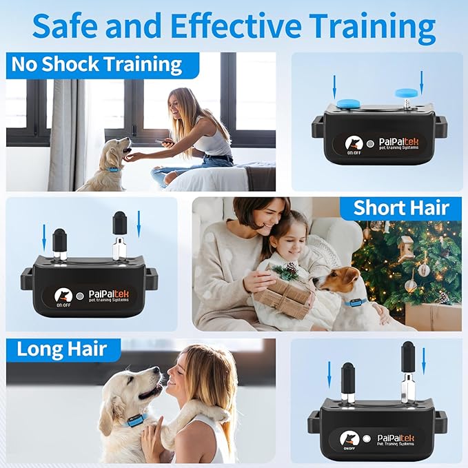 PaiPaitek Dog Bark Collar with Remote 3300ft Range - Automatic Bark Activated Shock Collar for Small Medium Large Dog with 5 Adjustable Sensitivity & Waterproof