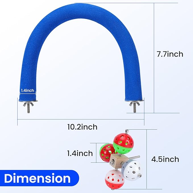 U Shape Parrot Perch Stand Toy Bird Platform Sand Paw Grinding Clean Stick Exercise Conure Budgie Cockatiel Cage Accessories (Blue-Rotate)