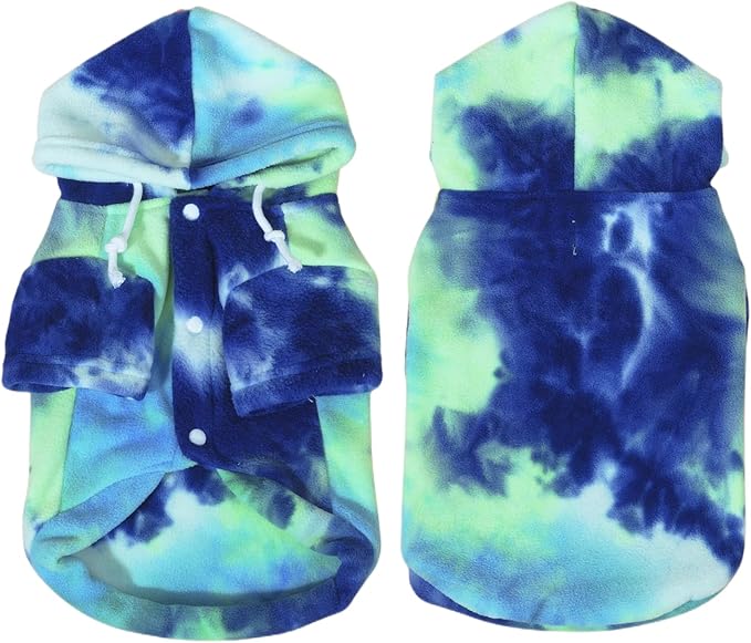 Mklhgty Tie Dye Dog Hoodie, Winter Coat for Small Dogs - Ultra-Soft Adjustable Warm Hood, Breathable Comfort Fabric for Daily Use