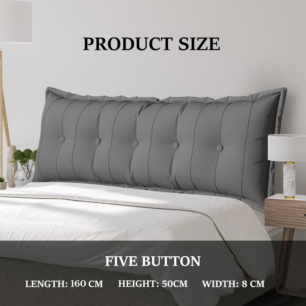 Large Bolster Reading Pillow Full Backrest Positioning Support Pillow Daybed Cushion Headboard Pillows for Bed Bunk Sofa with Removable Cover, Grey, 54x3x20 Inch