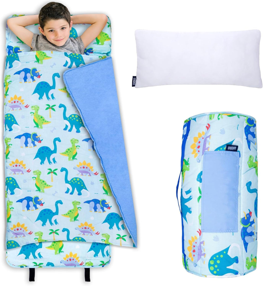 Wildkin Kids Original Nap Mat – Cozy Kids Sleep Mat with Pillow, Ideal for School & Travel - Dinosaur Land