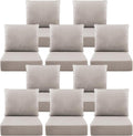 Luxury 6" Outdoor Cushions for Patio Furniture, 24x24x6" Thick Seat Cushion Set of 10, Fade Resistant Couch Chair Replacement Cushions High Density Deep Wicker Chair Cushion w/ Removable Cover, Beige