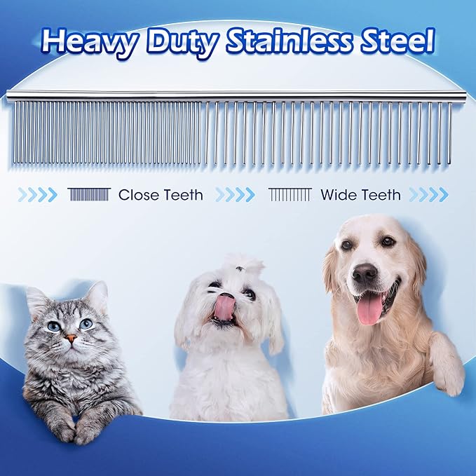 Gimars Professional 5 in 1 Grooming Scissors for Dogs 4CR with Safety Round Tip, Heavy Duty Titanium Coated Straight & Thinning & Curved Shears