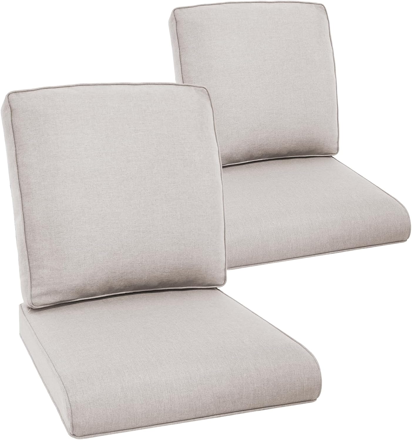 Outdoor Rattan Chair Cushions 2 Packs - Outside Durable Thick Replacement Back and Seat Cushion 22x24 with Zipper Cover for Patio Glider Rocking Chairs Loveseat Couch – Beige/Regular