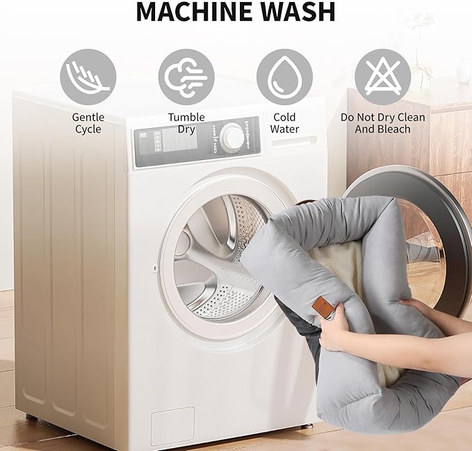 20In Dog Bed for Small Medium Sized Dogs and Cats - Washable Rectangle Puppy Bed for Indoor Outdoor, Cozy Pet Bed with Support Pillow & Non-Slip Bottom(Pale Grey, Small)