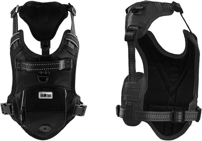 No Pull Dog Harness Medium Sized Dog for Service, Easy Walk, Training - Adjustable Reflective Dog Vest with Handle Easy Control - No Choke Metal Buckled Pet Harness (Black, Medium)