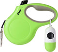 Fida Retractable Dog Leash with Dispenser and Poop Bags, 10 ft Pet Walking Leash for X-Small Dog or Cat up to 18 lbs, Anti-Slip Handle, Tangle Free, Reflective Nylon Tape (XS, Green)