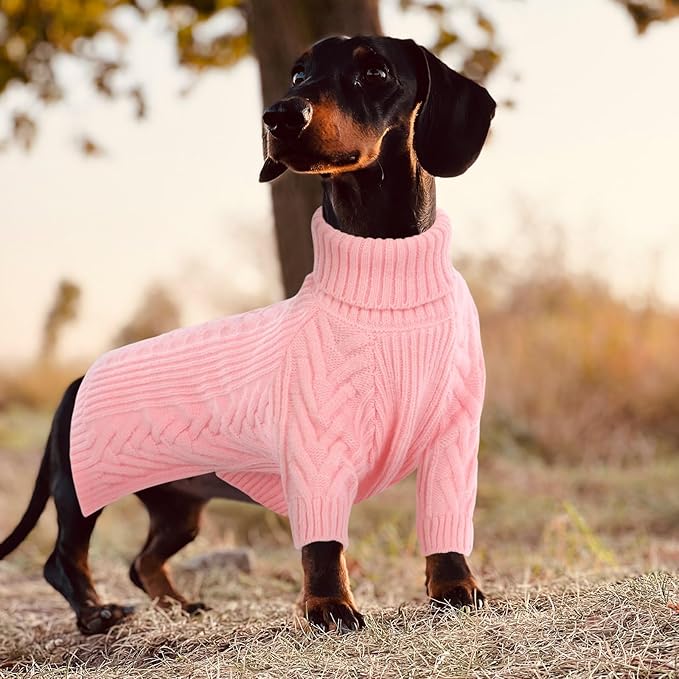 ASENKU XXL Dog Sweater, Dog Sweaters for Extra Large Dogs,Pet Sweatshirt Apparel Turtleneck Pullover Winter Dog Outfits for Pitbull, Labrador Retriever(Pink, 2XL)