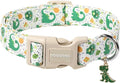DOGWONG Dinosaur Dog Collar- Cute Summer Dog Collars Adjustable Designer Puppy Dinosaur Dog Collar for Boy Male Small Medium Large Dogs L