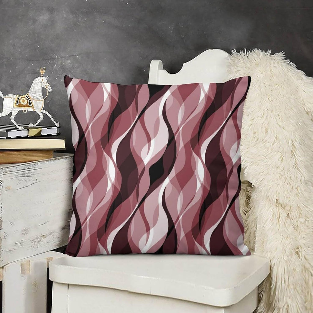 Burgundy Throw Pillow Covers Modern Abstract Ombre Burgundy Striped Decorations for Bedroom Living Room Farmhouse Sofa Pillows Bed Couch 16x16 Inch