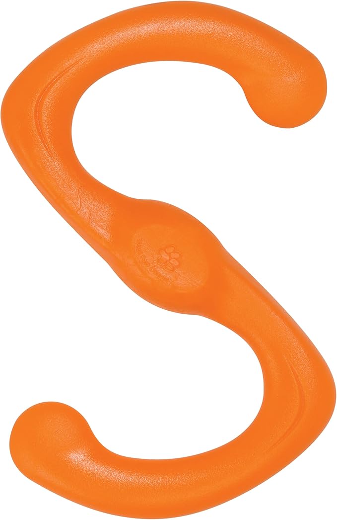 West Paw Zogoflex Bumi Dog Tug Toy – S-Shaped, Lightweight Chew Toys for Fetch, Play, Pet Exercise – Tug of War Soft Flinging Squishy Chewy Toy for Dogs – Guaranteed, Latex-Free, Large 9.5", Tangerine