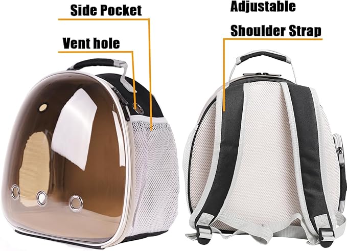 Portable Guinea Pig Backpack, Polarized Bubble Backpack for Small Animals Travel Handbag Cage for Kitten Rabbit Squirrel Bearded Dragon Turtle Breathable Carrier