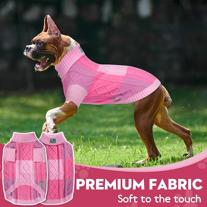 Pet Sweaters,Turtleneck Pullover Dog Sweater,Pet Sweaters for Dogs,Pet Clothes,Pet Clothing,Suitable for All Types of Dogs and Most Seasons (Pink Group,2XL)