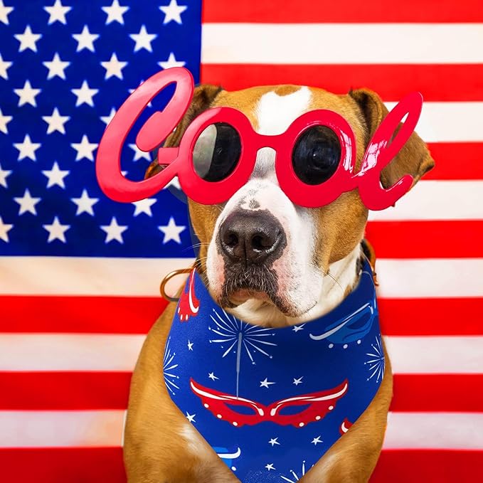 Aliceset 180 Pcs 4th of July Dog Bandanas Bulk Patriotic Dog Bandanas Independence Day Pet Scarf Bibs Soft Triangle Scarf Flag Neckerchief Adjustable Holiday Scarves for Small and Medium Pet