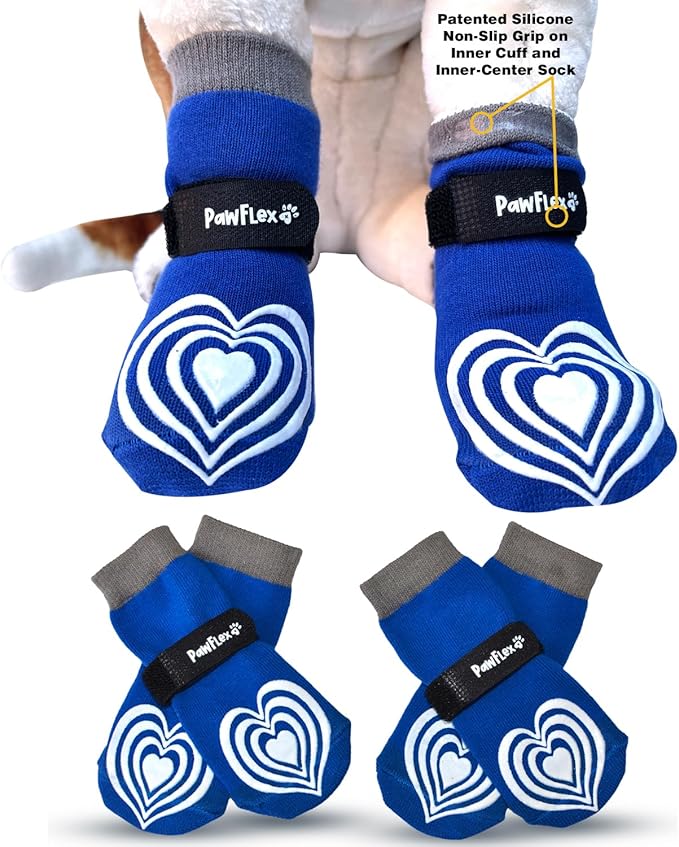 Medical First-Aid Double Sided Anti-Slip Cotton Dog Socks | PawFlex Comfy Pawz Silicone Nonslip at Inner Cuff for No Twisting or Sliding Off | Pet Paw Protection |Wound Care | Traction Control