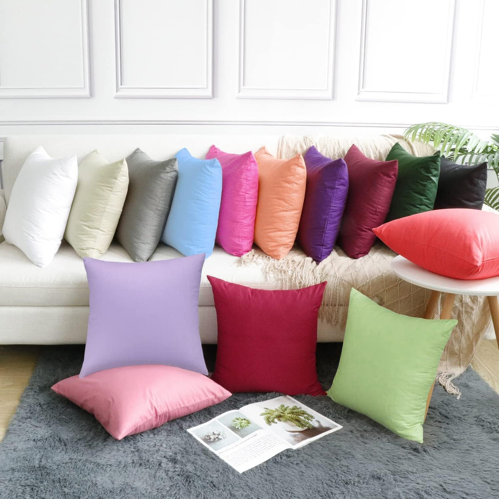 Thmyo 4-Pack 100% Cotton Comfortable Solid Decorative Throw Pillow Case, Square Cushion Cover Pillowcase Sublimation Blank Pillow Covers DIY Throw Pillowcase(18x18 inch/ 45x45cm,Sakura Pink)