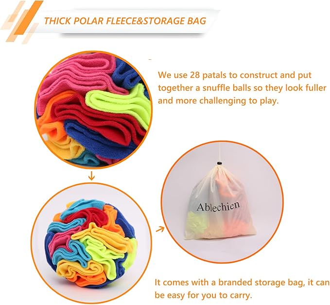 Snuffle Ball - Snuffle Ball for Small Dogs, Interactive Dog Toys to Keep Them Busy, Puppy Dog Puzzle Toy with Storage Bag Machine Washable