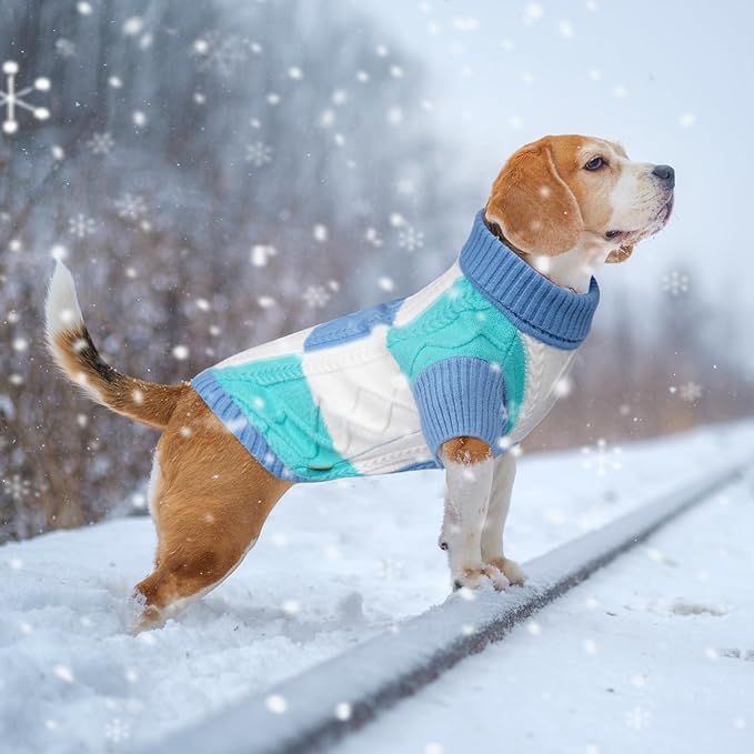 Pet Sweaters,Turtleneck Pullover Dog Sweater,Pet Sweaters for Dogs,Pet Clothes,Pet Clothing,Suitable for All Types of Dogs and Most Seasons (Blue Group,M)