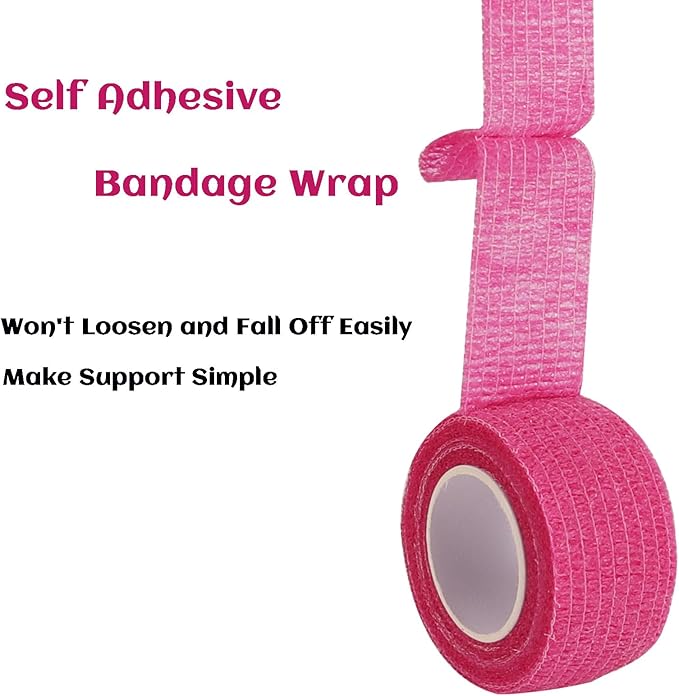 24 Rolls Elastic Self Adhesive Bandage Wrap 1 Inch, Breathable Non Woven Cohesive Bandage, Vet Wrap for Dogs, Ankle Sprains Swelling Medical First Aid Tape, Sports Athletic Tape Color