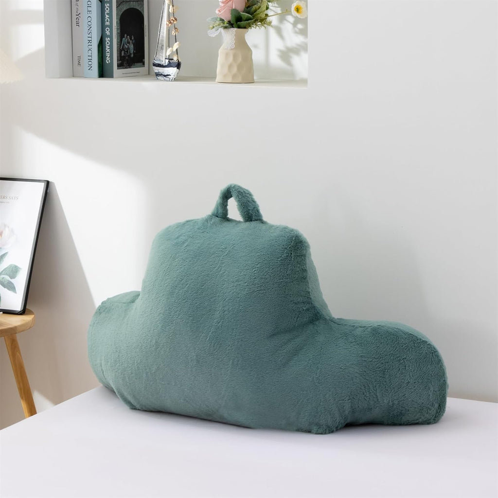 Aimuan Reading Pillow Bed Rest Wedge Adult Backrest Pillow with Arms Sitting in Bed Cushion Incline Rest Sleeping Pillow for Watching TV/Gaming/Relaxing, Green Standard