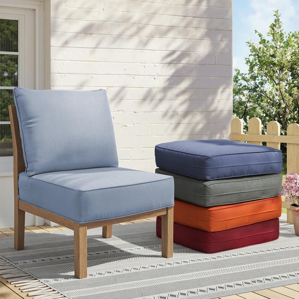 6" Thick Outdoor Chair Cushions - 22"* 24" Patio Furniture Cushions with Water Resistant & Removable Cover, 28D High Density Sponge Patio Cushion for Outdoor Furniture Couch Chair Baby Blue