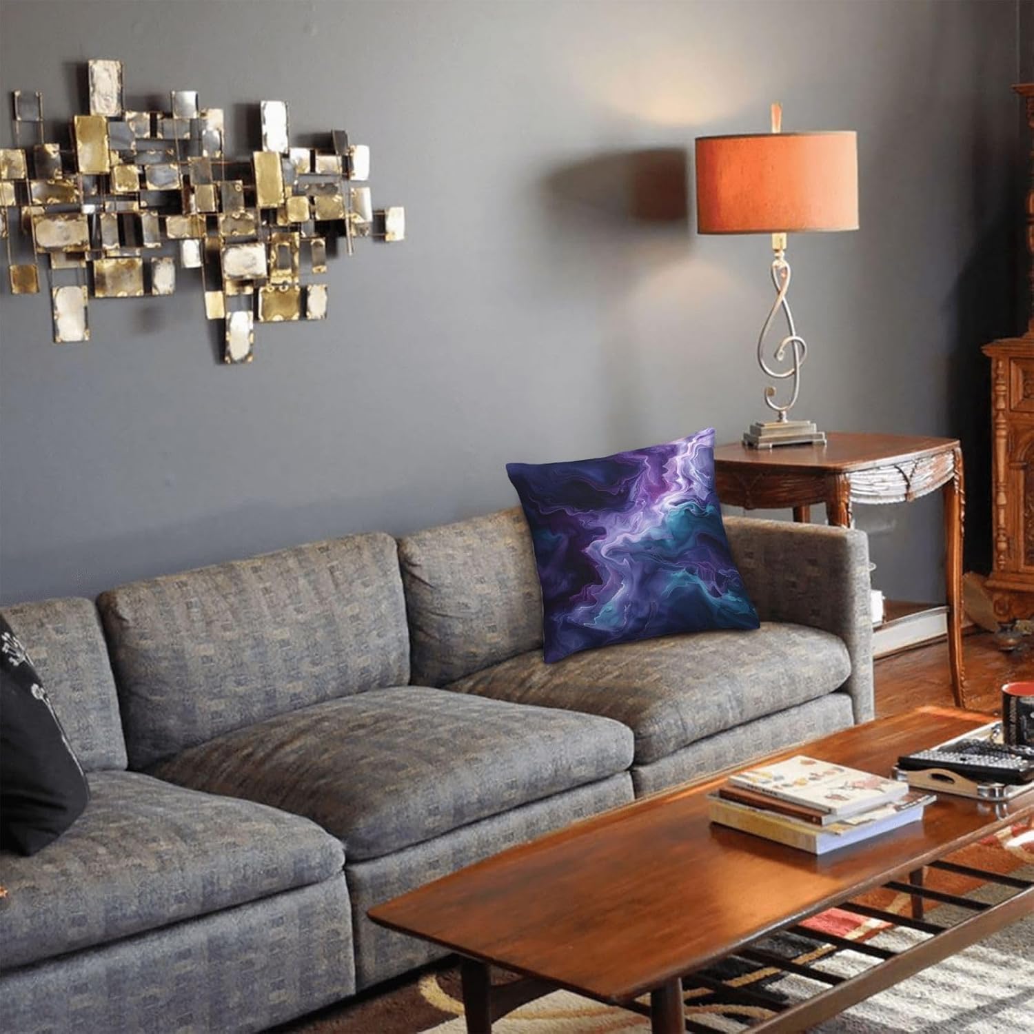 Purple Teal Turquoise Galaxy Nebulous 16x16 inches Throw Pillow Covers Cozy Square Pillowcases Home Decor for Bed Couch Sofa Office Living Room Cushion Covers